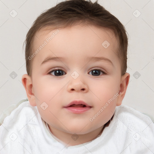 Neutral white child female with short  brown hair and brown eyes