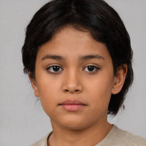 Neutral asian young-adult female with medium  brown hair and brown eyes