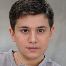 Neutral white child male with short  brown hair and brown eyes