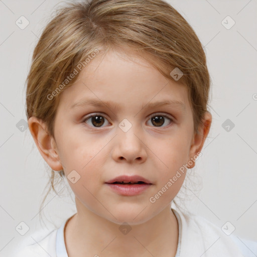 Neutral white child female with medium  brown hair and brown eyes