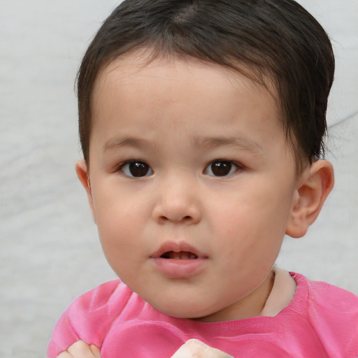 Neutral white child female with short  brown hair and brown eyes