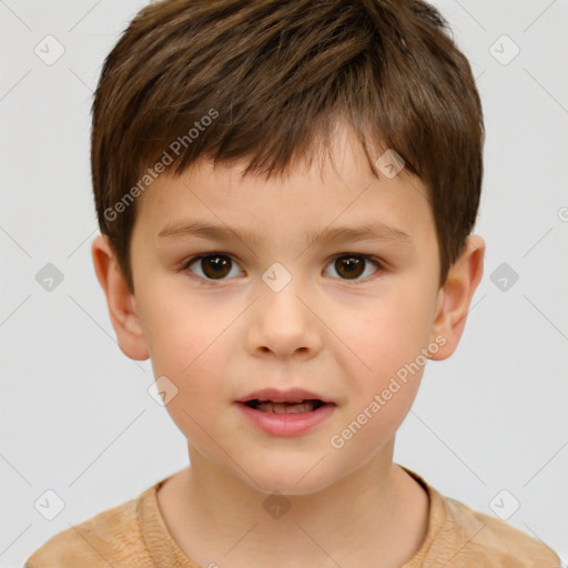 Neutral white child male with short  brown hair and brown eyes