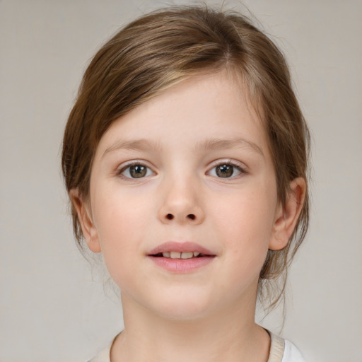 Neutral white child female with medium  brown hair and brown eyes