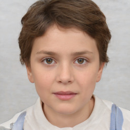 Neutral white child female with short  brown hair and brown eyes