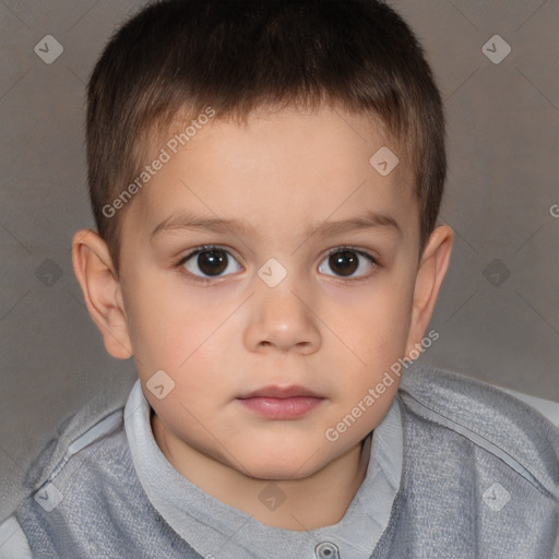 Neutral white child male with short  brown hair and brown eyes