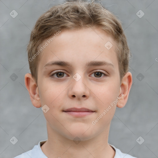 Neutral white child male with short  brown hair and brown eyes