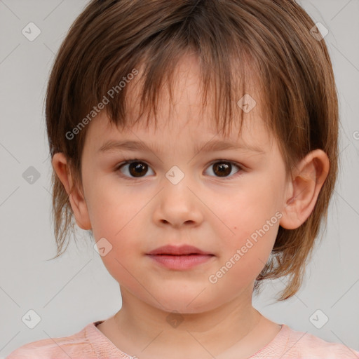 Neutral white child female with medium  brown hair and brown eyes