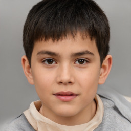 Neutral white child male with short  brown hair and brown eyes