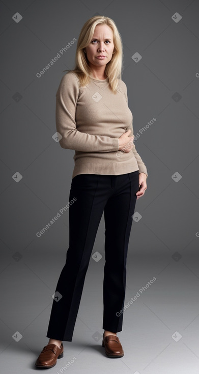 Norwegian 45 years female with  blonde hair