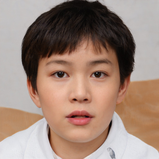 Neutral white child male with short  brown hair and brown eyes