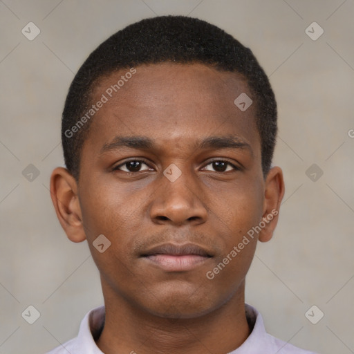 Neutral latino young-adult male with short  brown hair and brown eyes