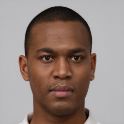 Neutral black young-adult male with short  brown hair and brown eyes