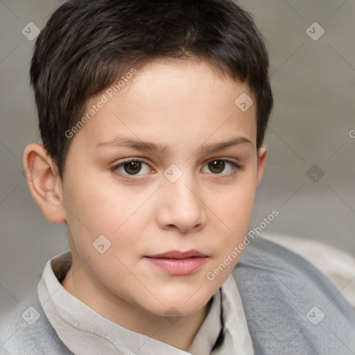 Neutral white child female with short  brown hair and brown eyes