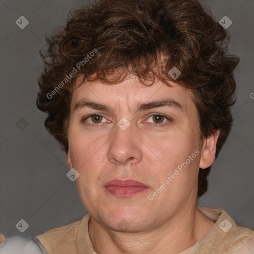 Neutral white adult male with short  brown hair and brown eyes