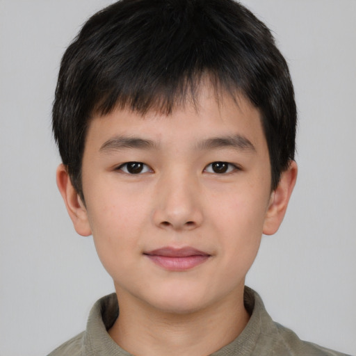 Neutral asian young-adult male with short  brown hair and brown eyes