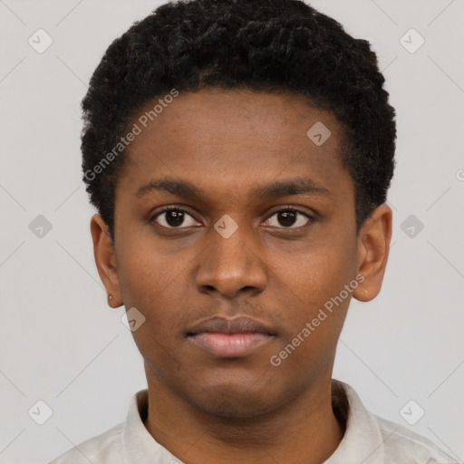 Neutral latino young-adult male with short  brown hair and brown eyes