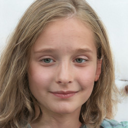 Joyful white young-adult female with medium  brown hair and green eyes