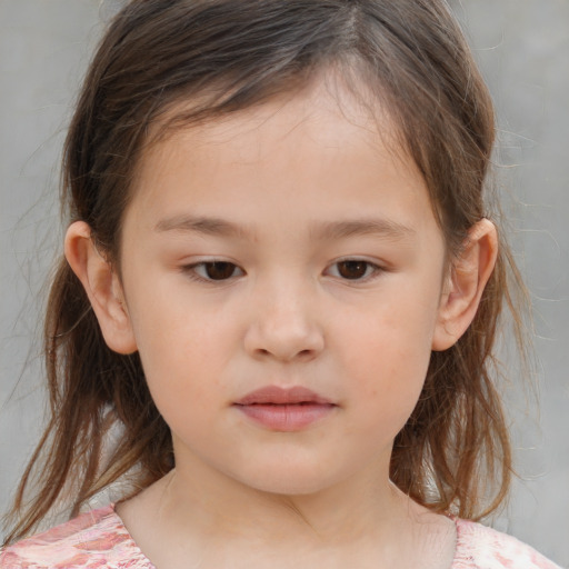 Neutral white child female with medium  brown hair and brown eyes