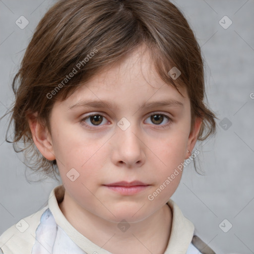 Neutral white child female with medium  brown hair and brown eyes