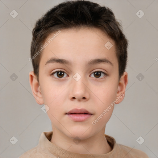 Neutral white child male with short  brown hair and brown eyes