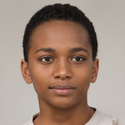 Neutral black young-adult female with short  brown hair and brown eyes