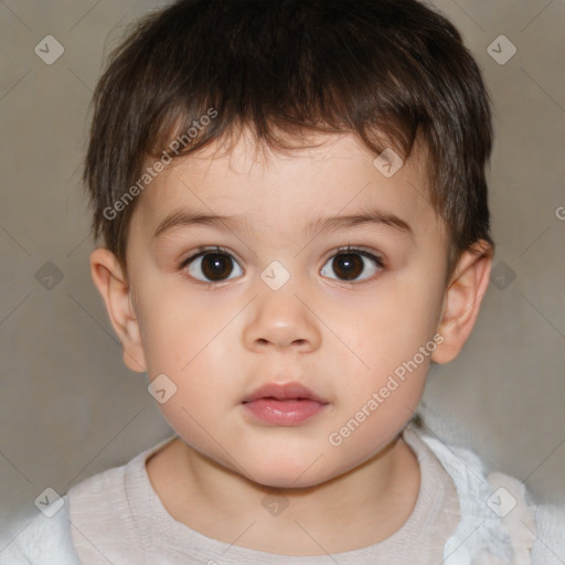 Neutral white child male with short  brown hair and brown eyes