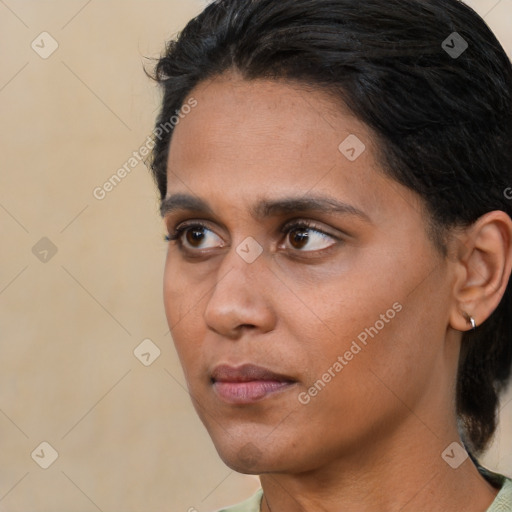 Neutral white young-adult male with short  black hair and brown eyes