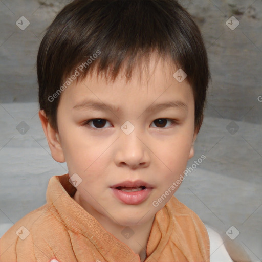 Neutral white child male with short  brown hair and brown eyes