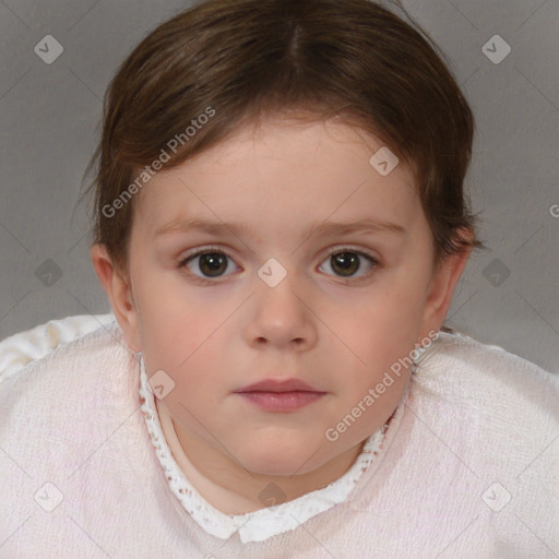 Neutral white child female with medium  brown hair and brown eyes