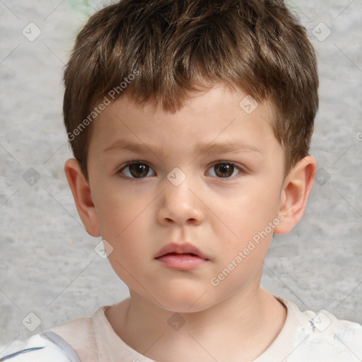 Neutral white child male with short  brown hair and brown eyes