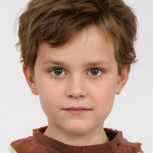 Neutral white child male with short  brown hair and grey eyes