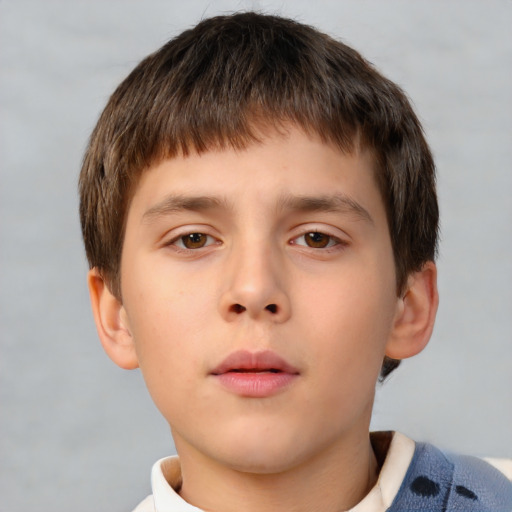 Neutral white child male with short  brown hair and brown eyes