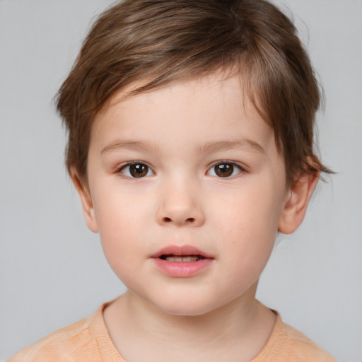 Neutral white child male with short  brown hair and brown eyes