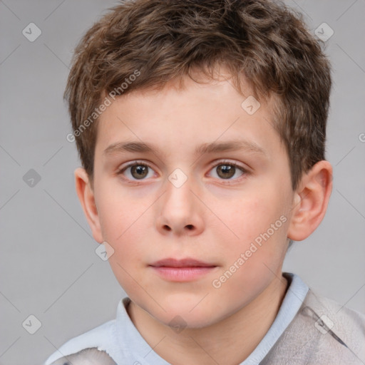 Neutral white child male with short  brown hair and brown eyes