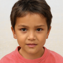 Neutral white child female with short  brown hair and brown eyes