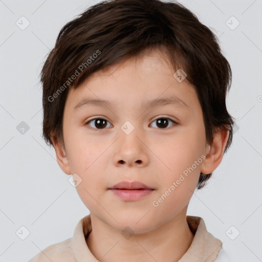 Neutral white child male with short  brown hair and brown eyes