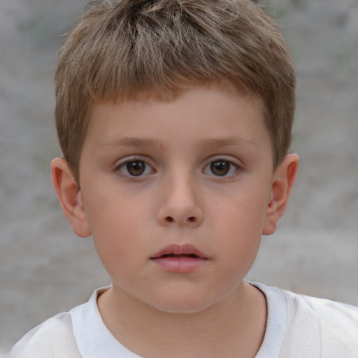 Neutral white child male with short  brown hair and brown eyes