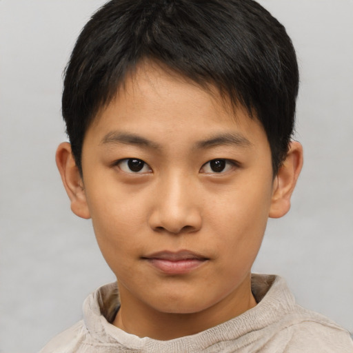 Neutral asian young-adult male with short  brown hair and brown eyes