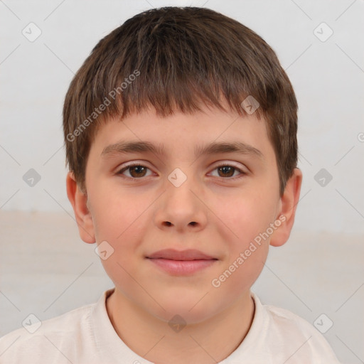 Neutral white child male with short  brown hair and brown eyes