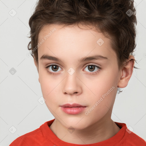 Neutral white child male with short  brown hair and brown eyes