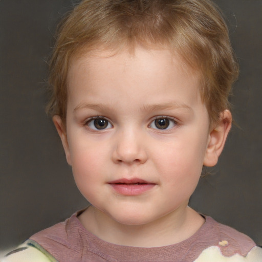 Neutral white child female with short  brown hair and brown eyes