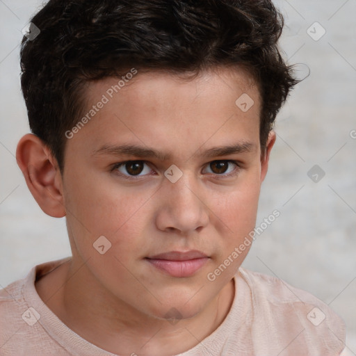 Neutral white child male with short  brown hair and brown eyes