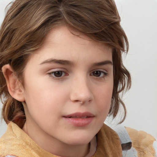 Neutral white child female with medium  brown hair and brown eyes