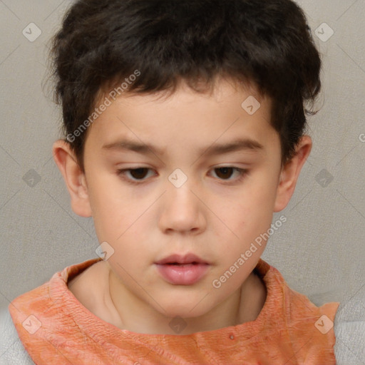 Neutral white child male with short  brown hair and brown eyes