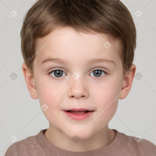 Neutral white child male with short  brown hair and brown eyes