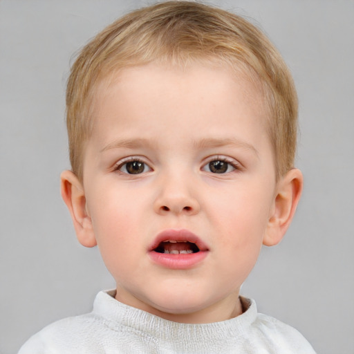 Neutral white child male with short  brown hair and brown eyes