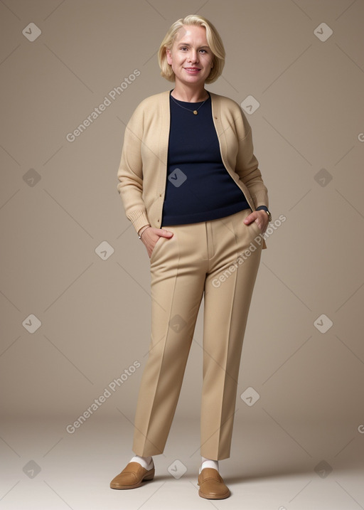 Middle-aged non-binary with  blonde hair