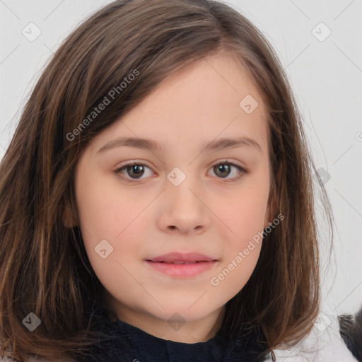 Neutral white child female with medium  brown hair and brown eyes