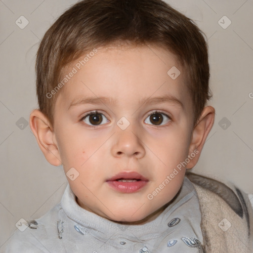 Neutral white child male with short  brown hair and brown eyes