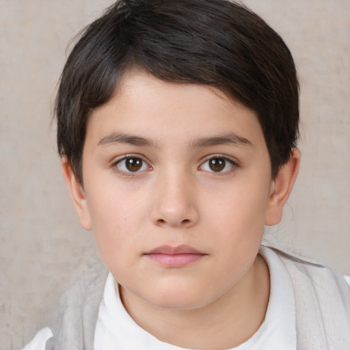 Neutral white child female with short  brown hair and brown eyes